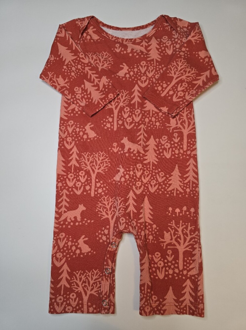 Winter Water Factory Woodland Print Long Sleeve Romper